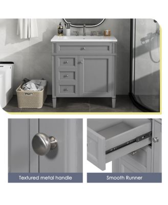 30inch Bathroom Vanity with Top Sink Modern Bathroom Storage Cabinet with 2 Drawers and a Tip out Drawer Single Sink Bathroom Vanity