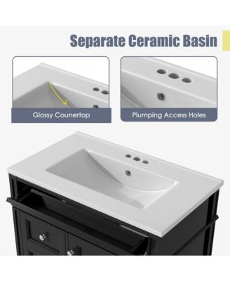 30inch Bathroom Vanity with Top Sink Modern Bathroom Storage Cabinet with 2 Drawers and a Tip out Drawer Single Sink Bathroom Vanity