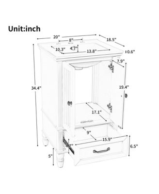Bathroom Vanity with Sink, Bathroom Cabinet with Two Doors A Drawer Black