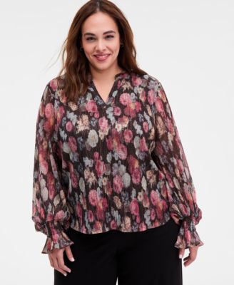 Vince Camuto - Plus Size Long-Sleeve V-Neck Top