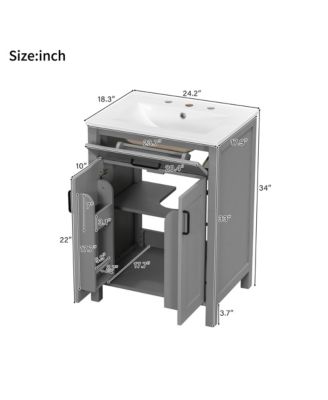 Solid Wood Bathroom Vanity Base Cabinet with Drawer