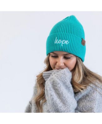 Women's Embroidered Hope Beanie - Teal