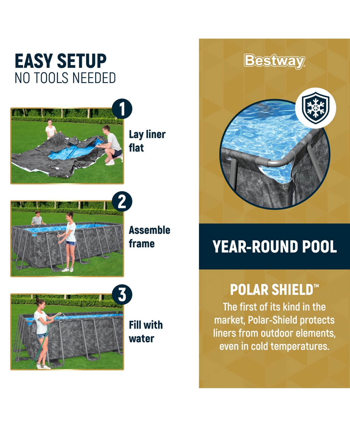 Bestway Apx 365 18' x 9' x 52" Rectangular Above Ground Swimming Pool Set, Gray