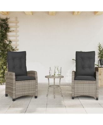 Reclining Garden Chair Set of 2 Grey PE rattan Standard
