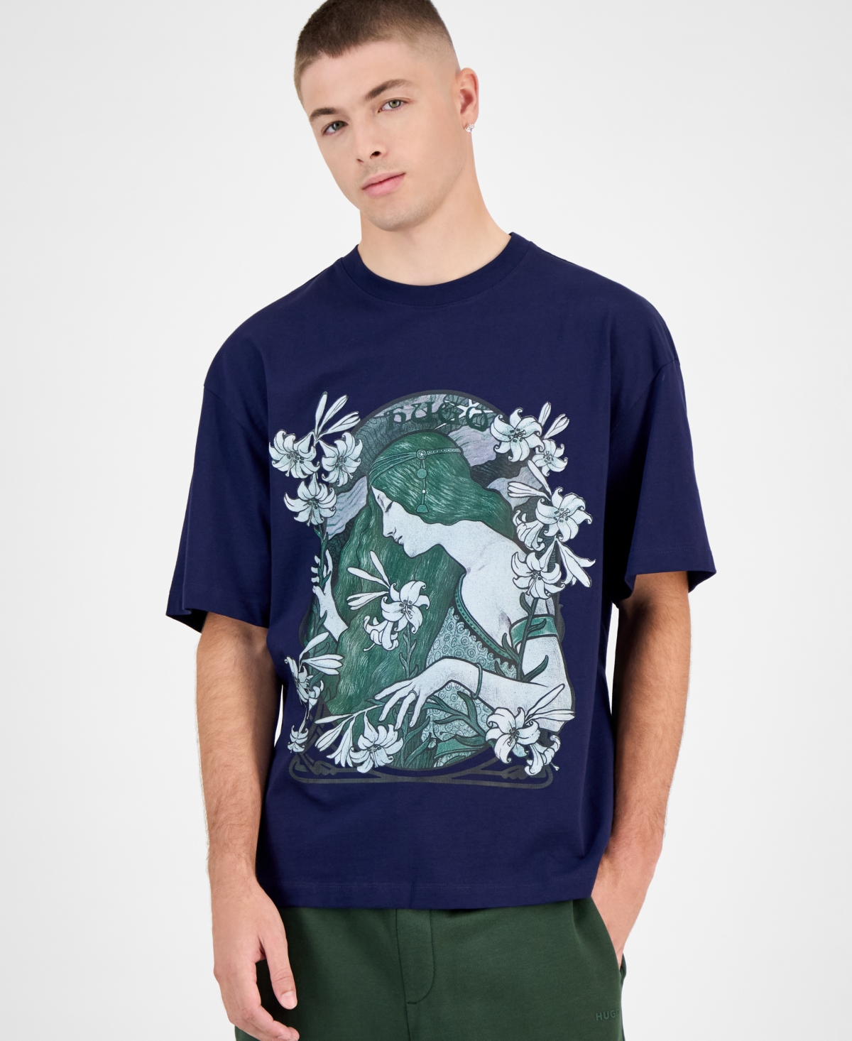 Hugo Boss Men's Difluro Oversized Short Sleeve Crewneck Graphic T-Shirt