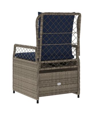 Reclining Patio Chair Gray and Navy Blue