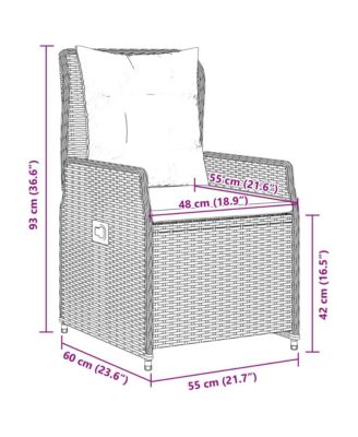 Reclining Patio Chair Gray PE rattan Standard Adjustable Feet