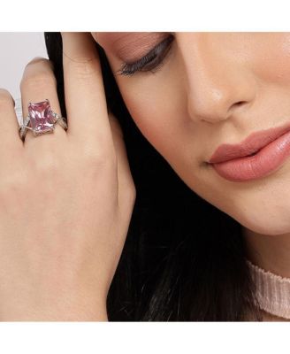 Women's Pink  Crystal Cocktail Ring