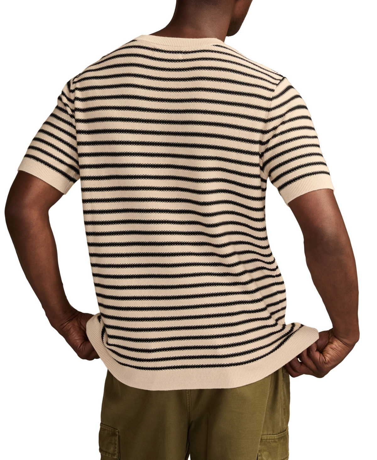 Lucky Brand Men's Striped Crewneck Textured Sweater In Neutral