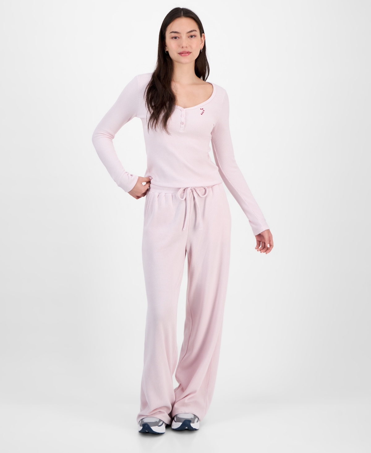 Madden Girl Juniors' Hacci-knit Wide-leg Sweatpants In Pink