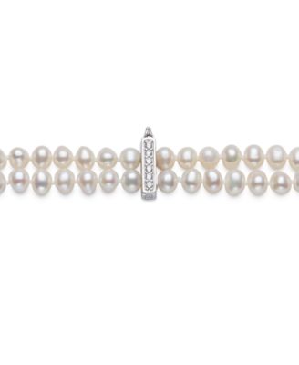 Cubic Zirconia Sterling Sliver 2-Row Necklace