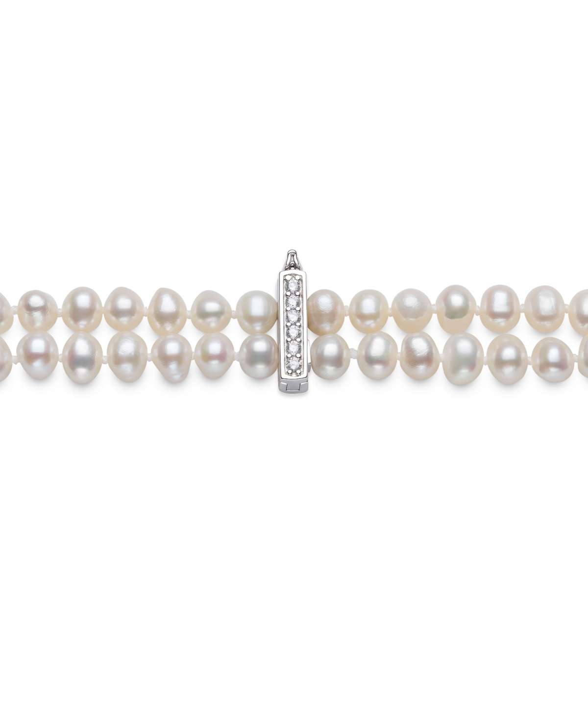 Belle De Mer Cubic Zirconia Sterling Sliver 2-row Necklace In White