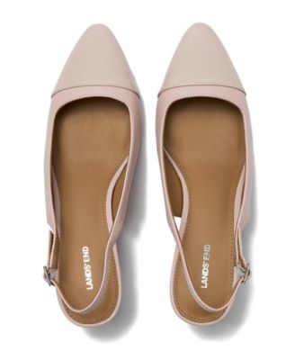 Women's Leather Slingback Cap Toe Kitten Heels