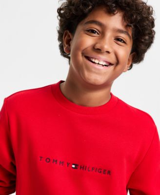 Tommy Hilfiger Big Boys Essential Soft Fleece Logo Sweatshirt Joggers In Red
