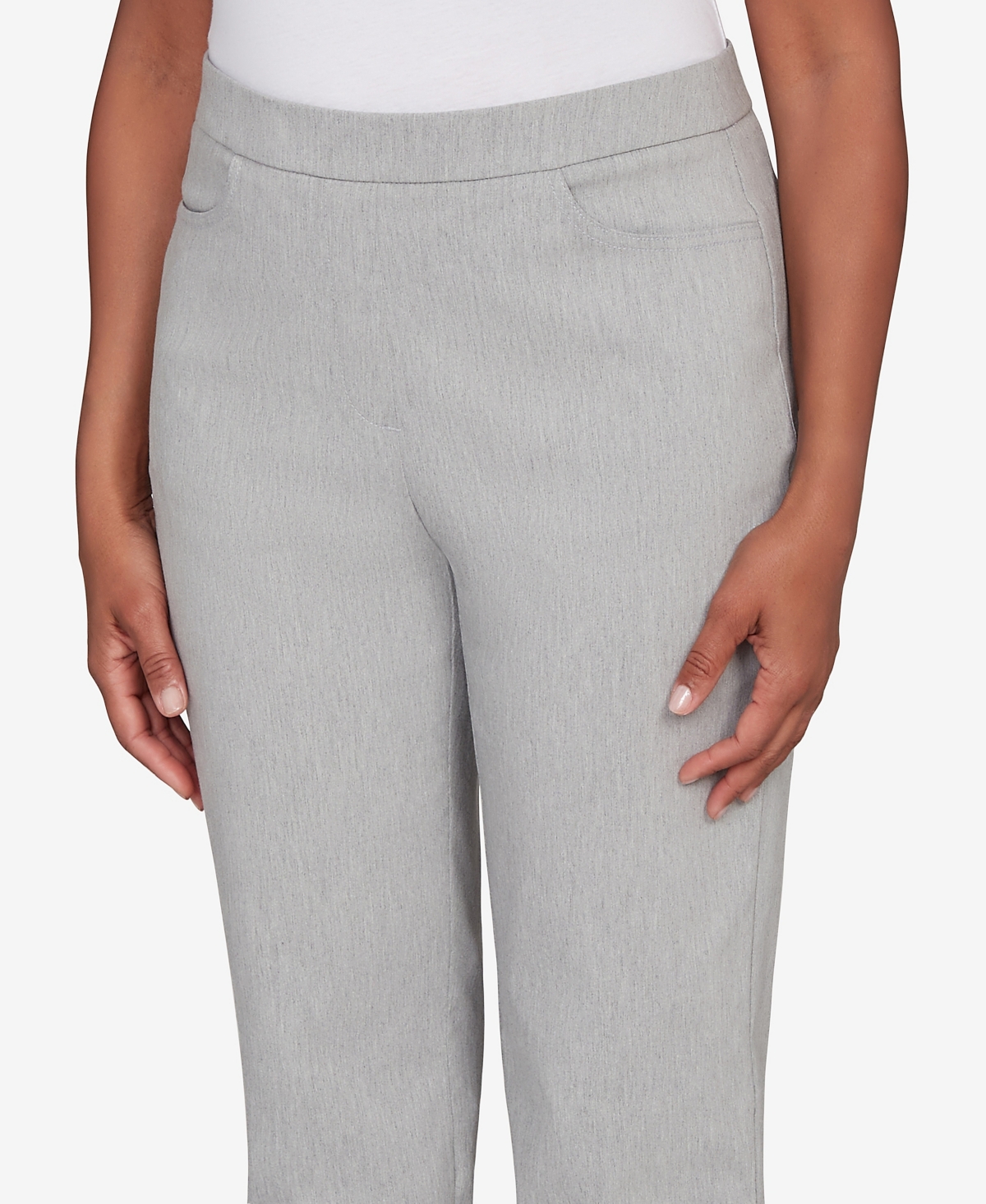 Alfred Dunner Petite Stockbridge Modern Millennium Average Length Pants In Gray