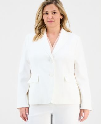 Plus Size Notch-Lapel Mid-Rise Pantsuit 