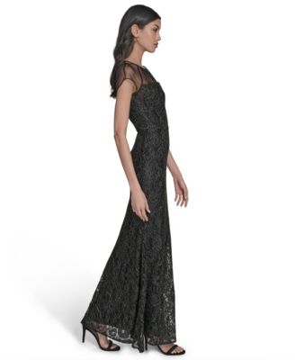 Women's Cap Sleeve Shirred Long Gown