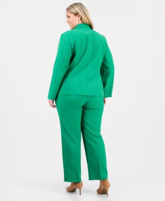 Plus Size Notch-Lapel Mid-Rise Pantsuit 