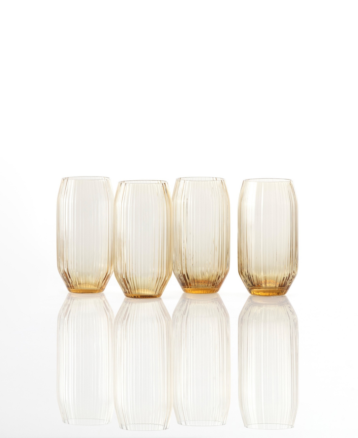 Fortessa Estiva Textured Highball Sparkling Cocktail Glasses, Set Of 4 In Yellow