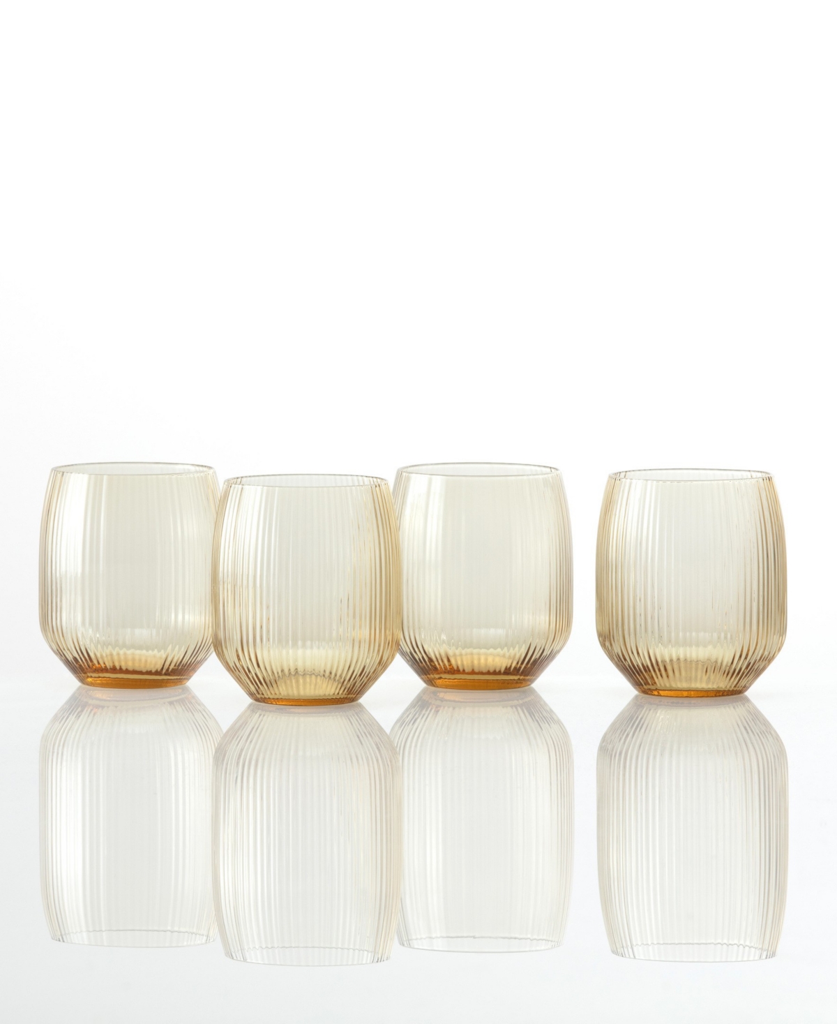 Fortessa Estiva Textured Tall Tumbler Glasses, Set Of 4 In Yellow