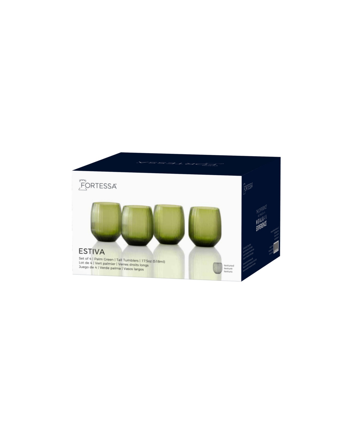 Fortessa Estiva Textured Tall Tumbler Glasses, Set Of 4 In Green