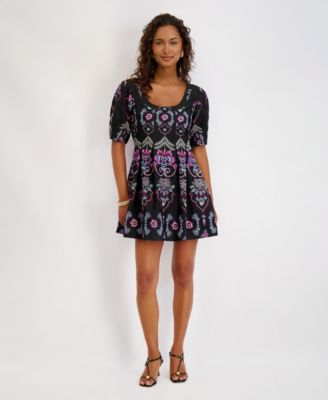 Women's Scoop Neck Embroidered Woven Dress