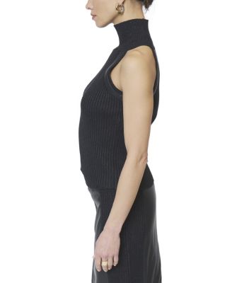 Women's Milan Leather Accent Sleeveless T-Neck