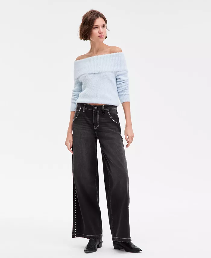 Juniors' Studded Wide-Leg Jeans - thumbnail 5