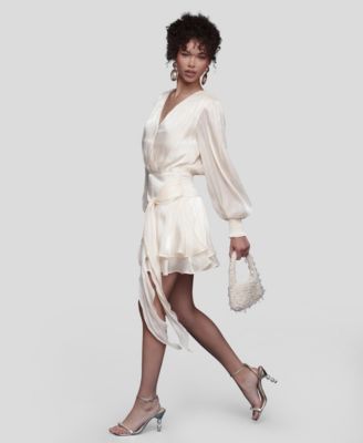 Women's Billowy Bodice Long Sleeve Mini Dress