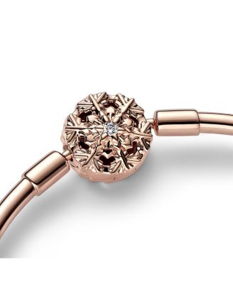 Rose Gold Plated Snowflake Clasp Bangle Bracelet