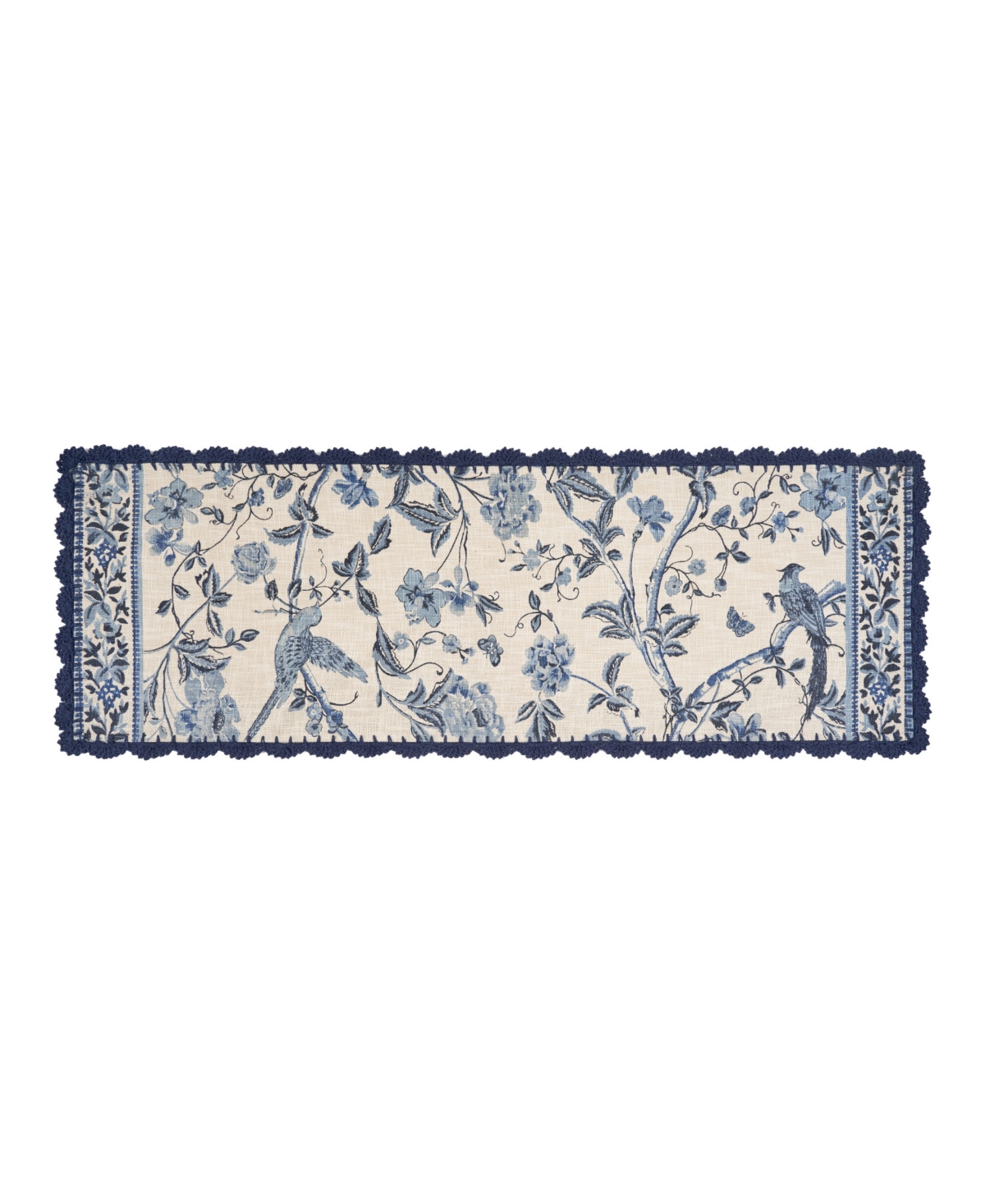 Laura Ashley Crochet Border Cotton Runner Rug, 20" X 60" In Multi