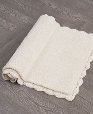 Heathered Crochet Border Cotton Bath Rug, 17" x 24"