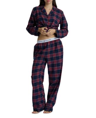 Women's 2-Piece Notch Collar Flannel Set