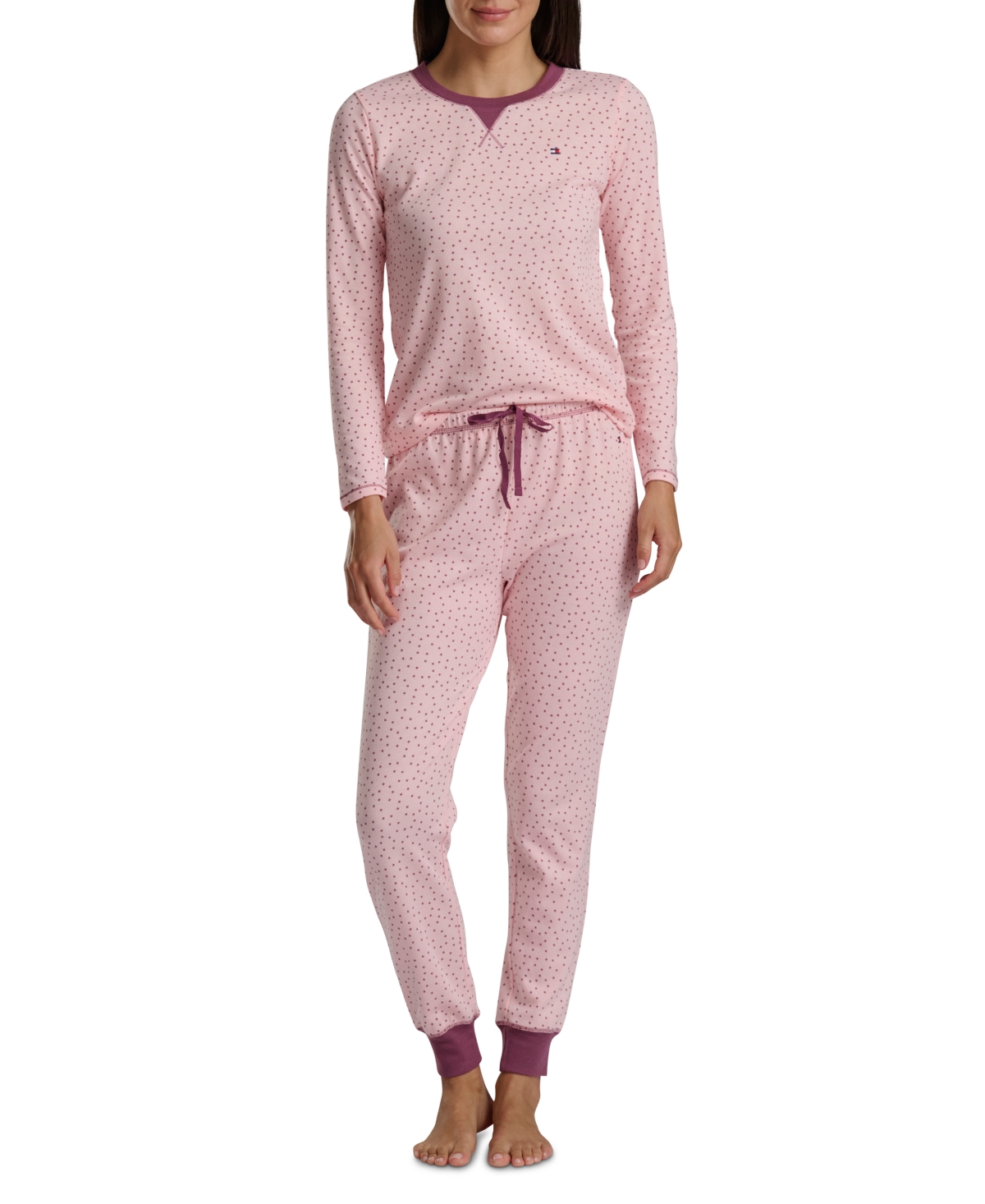 Tommy Hilfiger Women's 2-pc. Packaged Printed Thermal Pajamas Set In Multi