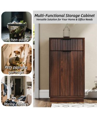 10 Gal TiltOut Trash Can Cabinet Woodgrain Wave Textured Pull Out Bin