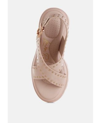 Womens Nambo Stud Embellished Block Heel