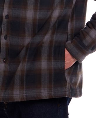Men's Sherpa Lined Flannel Hooded Shirt Jacket