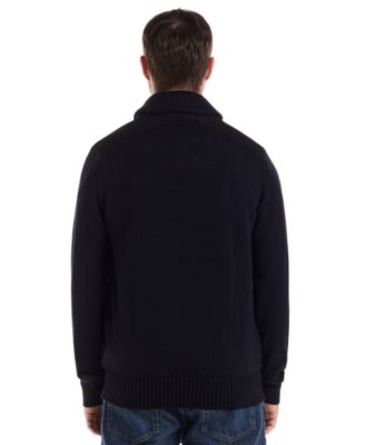 Men's Textured Fisherman Shawl Collar Sweater