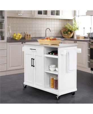 36" Stainless Steel Top Kitchen Island Cart with Storage