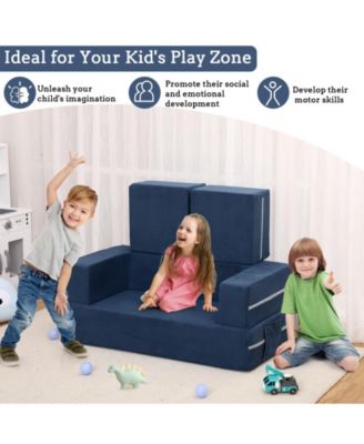 Kids Couch 3PCs Modular Kids Play Couch, Toddler Couch Kids Convertible Sofa Foam Floor Sofa