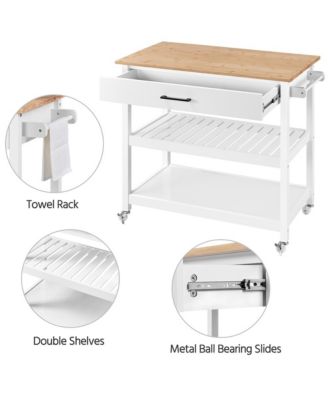 36” H 3-Layer Rolling Kitchen Island Cart on Wheels White