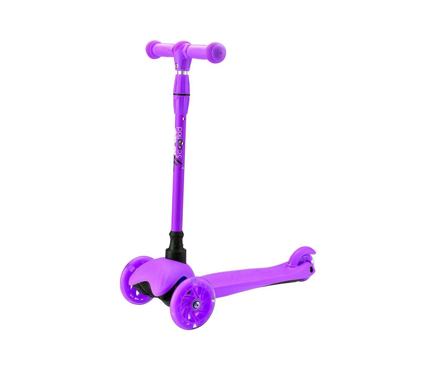 Детская игрушка Hurtle Mini Kickboard Scooter with Adjustable Handlebar & LED Light-Up Wheels, Ages 3+, цвет: Фиолетовый — фото 1
