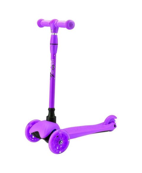 Детская игрушка Hurtle Mini Kickboard Scooter with Adjustable Handlebar & LED Light-Up Wheels, Ages 3+, цвет: Фиолетовый