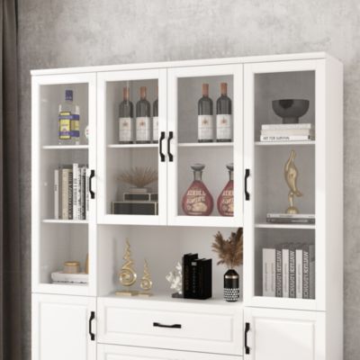 6-door 2-drawer kitchen storage cabinet with movable shelves,pantry