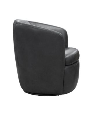 Vintage Slate 100% Italian Leather Swivel Club Chair