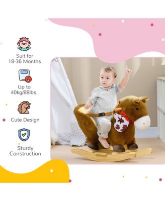 Baby Rocking Horse, Plush Animal Rocker w/ Realistic Sound, Pedals