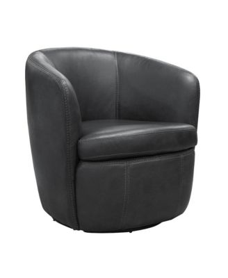 Vintage Slate 100% Italian Leather Swivel Club Chair Two Pack