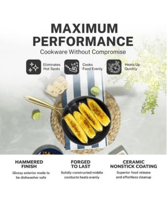 Charleston Collection 15-Piece Hammered Ceramic Coating Nonstick Cookware Set