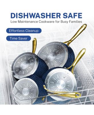 Charleston Collection 15-Piece Hammered Ceramic Coating Nonstick Cookware Set