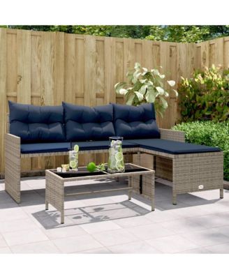 Garden Sofa Gray and Navy Blue